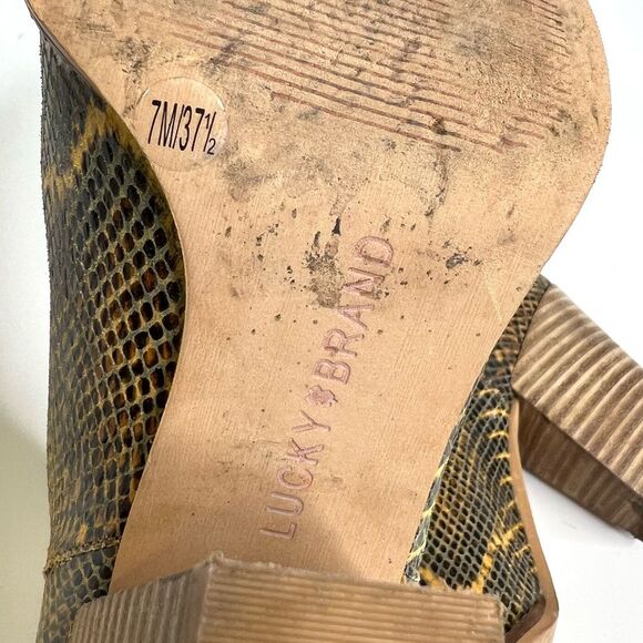 Lucky Brand Adalan Leather Ankle Booties Natural Brazino Snake 7 - Picture 14 of 15